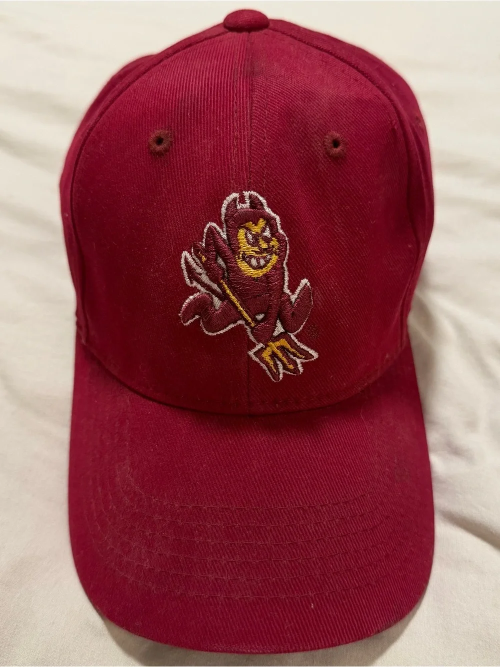Maroon Baseball Cap with Embroidered Devil Logo